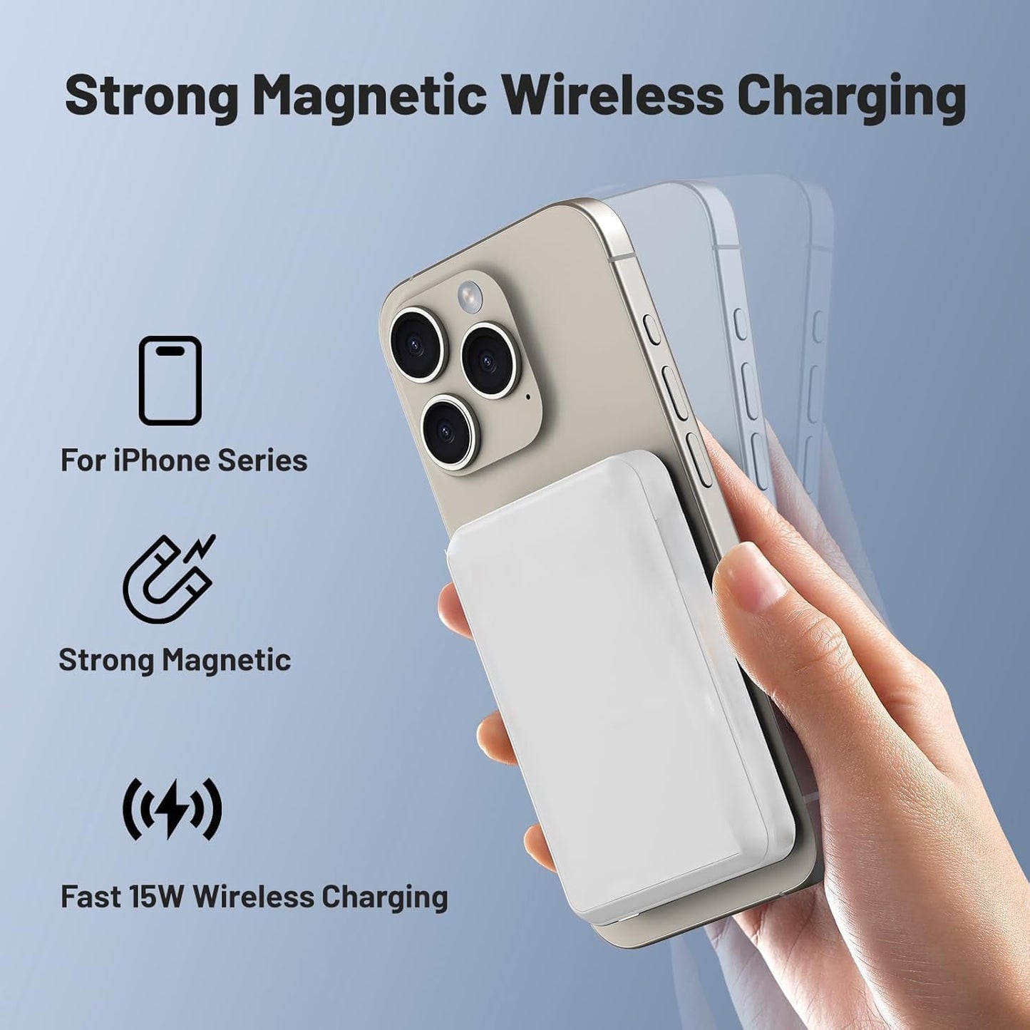 Wireless Magnetic External Battery, 20W Fast Charging Powerbank, 10000mAh Power Bank Compatible with iPhone 16 15 14 13 12 Pro Max Plus iPad Android, Portable Battery Powerbank Induction