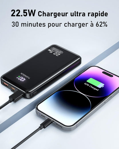 Power Bank 20000mAh 22.5W Fast Charge Power Bank PD3.0 QC4.0 Mobile Phone External Battery with LCD Display USB C Outputs and Inputs Portable Charger for Smartwatch Smartphones
