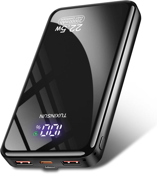 Power Bank 20000mAh 22.5W Fast Charge Power Bank PD3.0 QC4.0 Mobile Phone External Battery with LCD Display USB C Outputs and Inputs Portable Charger for Smartwatch Smartphones