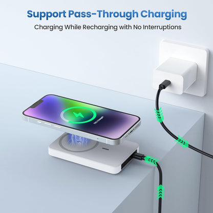 Wireless Magnetic External Battery, 20W Fast Charging Powerbank, 10000mAh Power Bank Compatible with iPhone 16 15 14 13 12 Pro Max Plus iPad Android, Portable Battery Powerbank Induction
